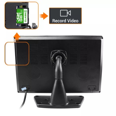 Видеорегистратор 10 дюймов с поддержкой 2 AHD-камер с разрешением экрана 1024*600 (IPS) на ножке