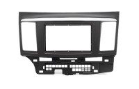 Рамка переходная 2din Mitsubishi Lancer Х (2010+) черная с серебристой полоской