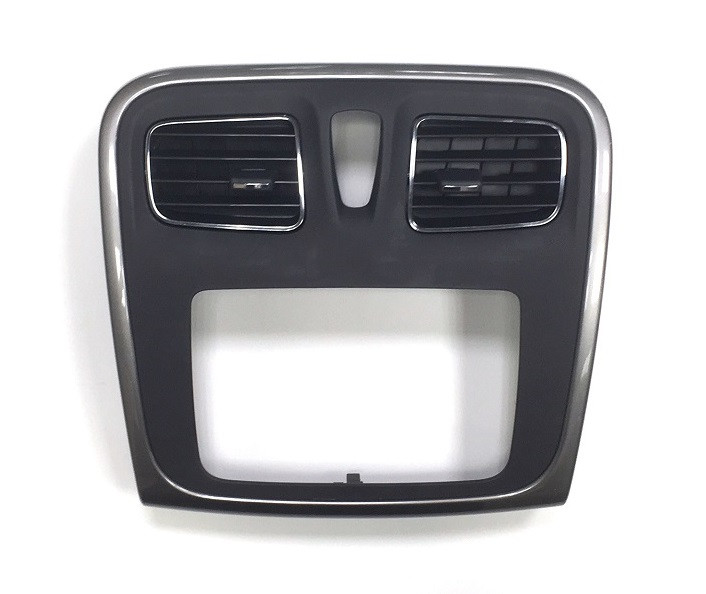 Рамка переходная 2Din для Renault Sandero, Logan 2013+ для MediaNav, черный матовый с серебристой окантовкой