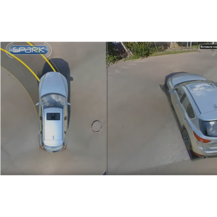 Система кругового обзора 360 градусов с функцией видеорегистратора с выводом изображения на заводское головное устройство. 4 видеокамеры